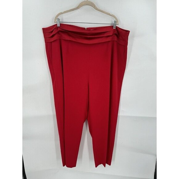 Calvin Klein Pant Women 24W Red Straight Leg Formal Business Mature Plus Size - Picture 1 of 10